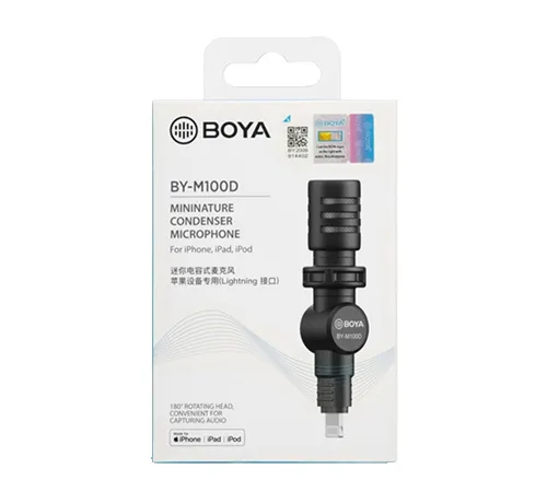 BOYA BY-M100D, Lightning, Condenser Lavalier Microphone, Black