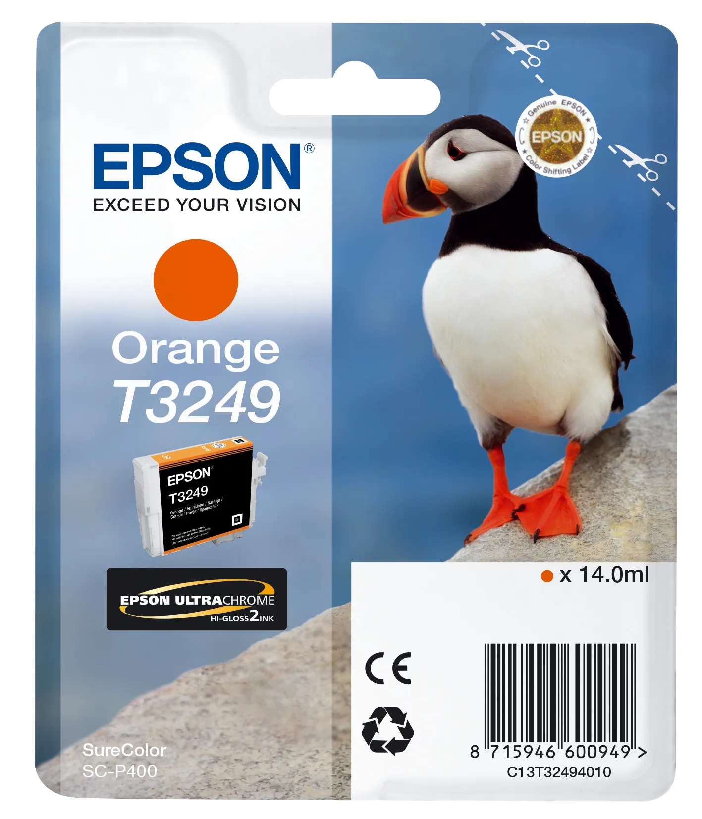 Epson T3249 ink cartridge, 14 ml, Orange