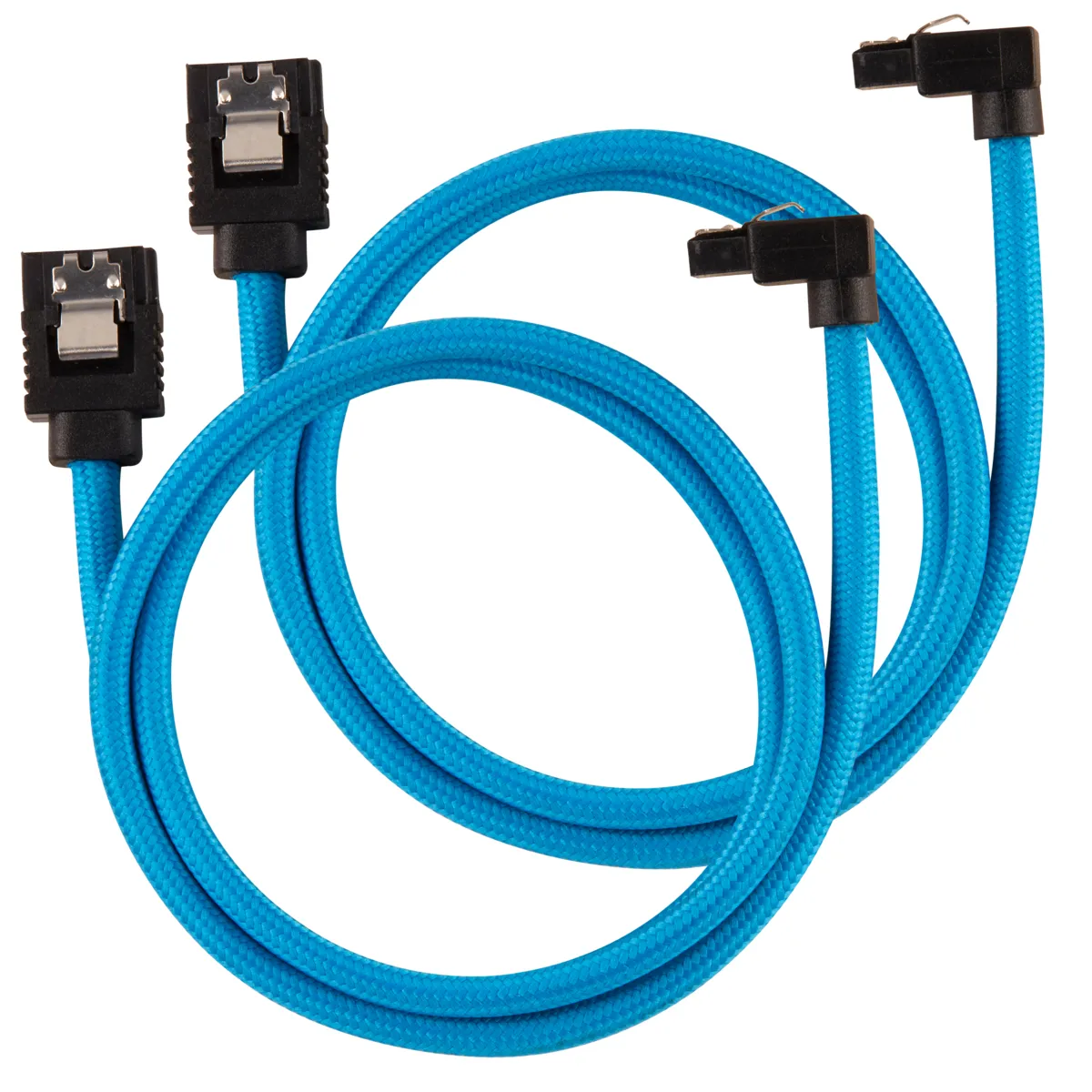 CORSAIR Premium Sleeved SATA Data Cable Set with 90degree Connectors Blue 60cm