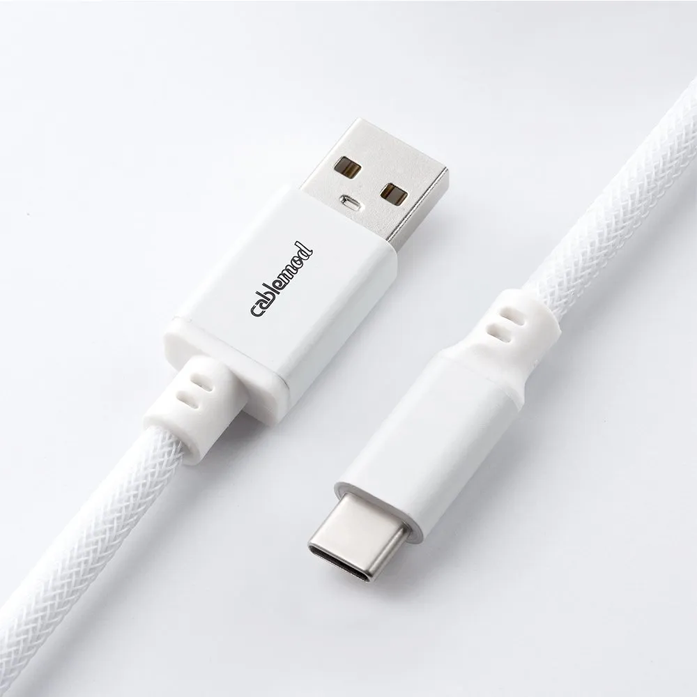 CableMod Pro Coiled Keyboard Cable USB-C to USB Type A, Glacier White - 150cm