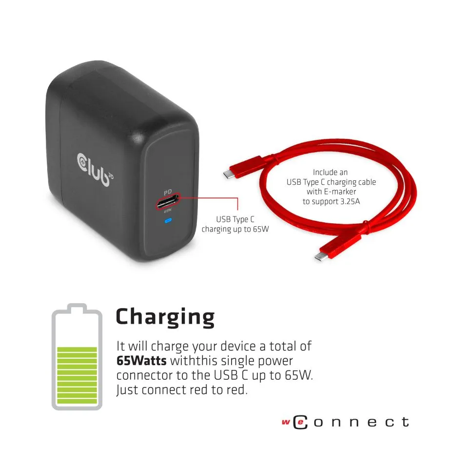 Club 3D 3.2 Gen1 USB-C 14-in-1 -telakka ja 65W virta -adapteri, Musta