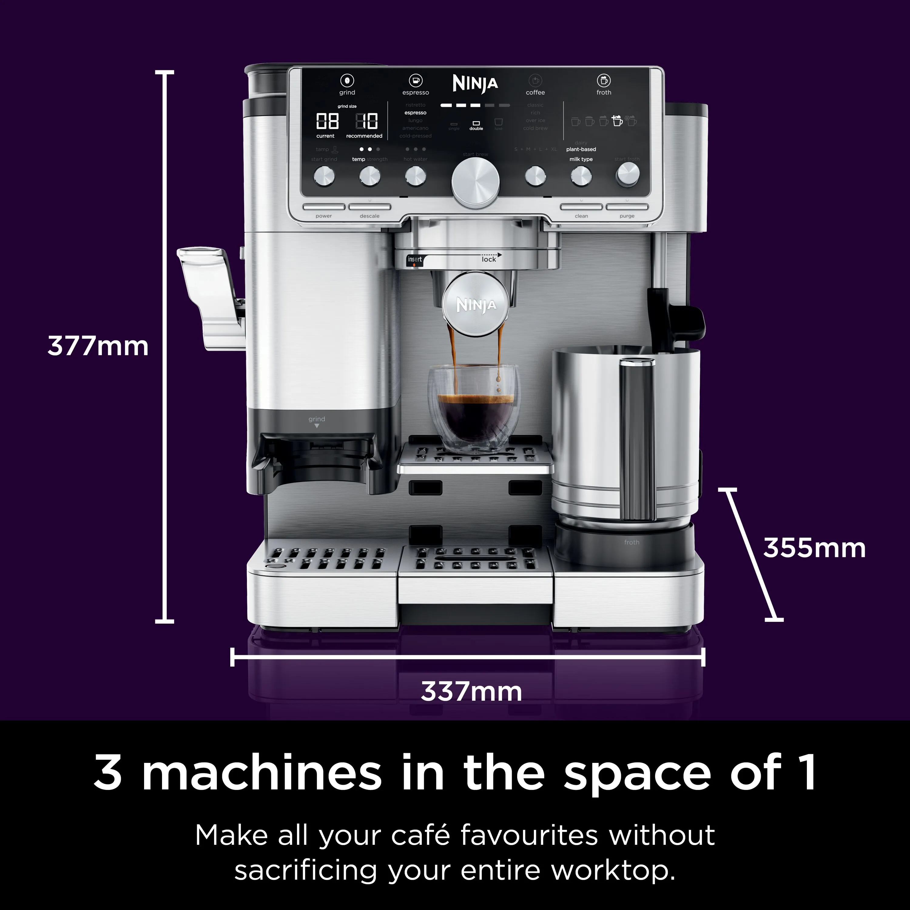 Ninja Luxe Caf Pro - espressomaskin, Svart, Rostfritt st&aring;l