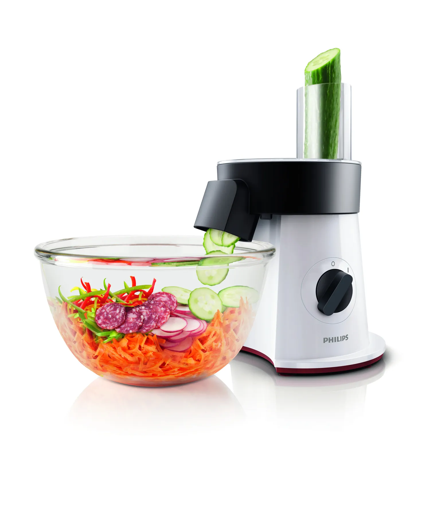 Philips Viva Collection SaladMaker HR1388 Køkkenmaskine Stjernehvid/sort/rød