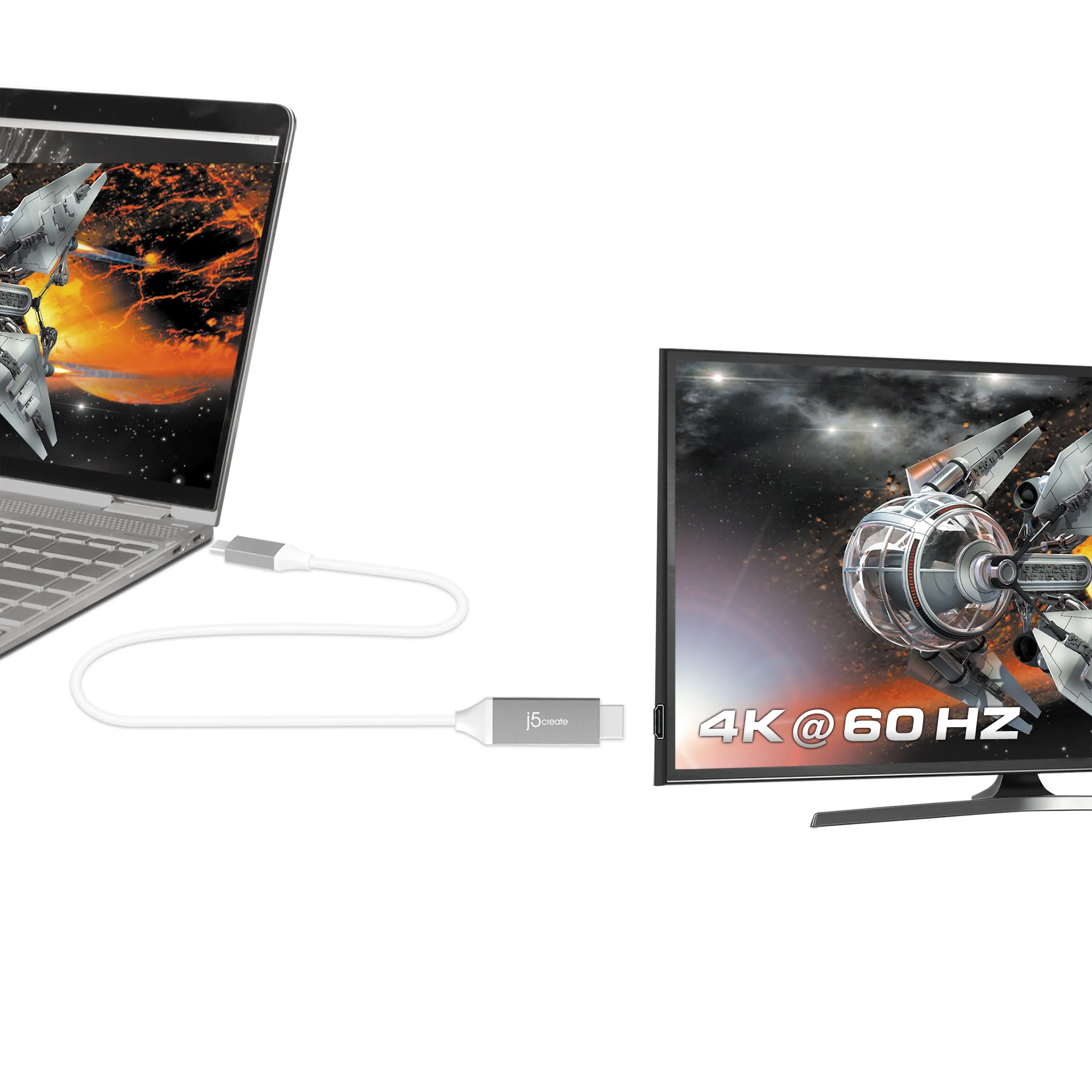 J5 Create USB-C - 4K HDMI - cable, White, 1.5m