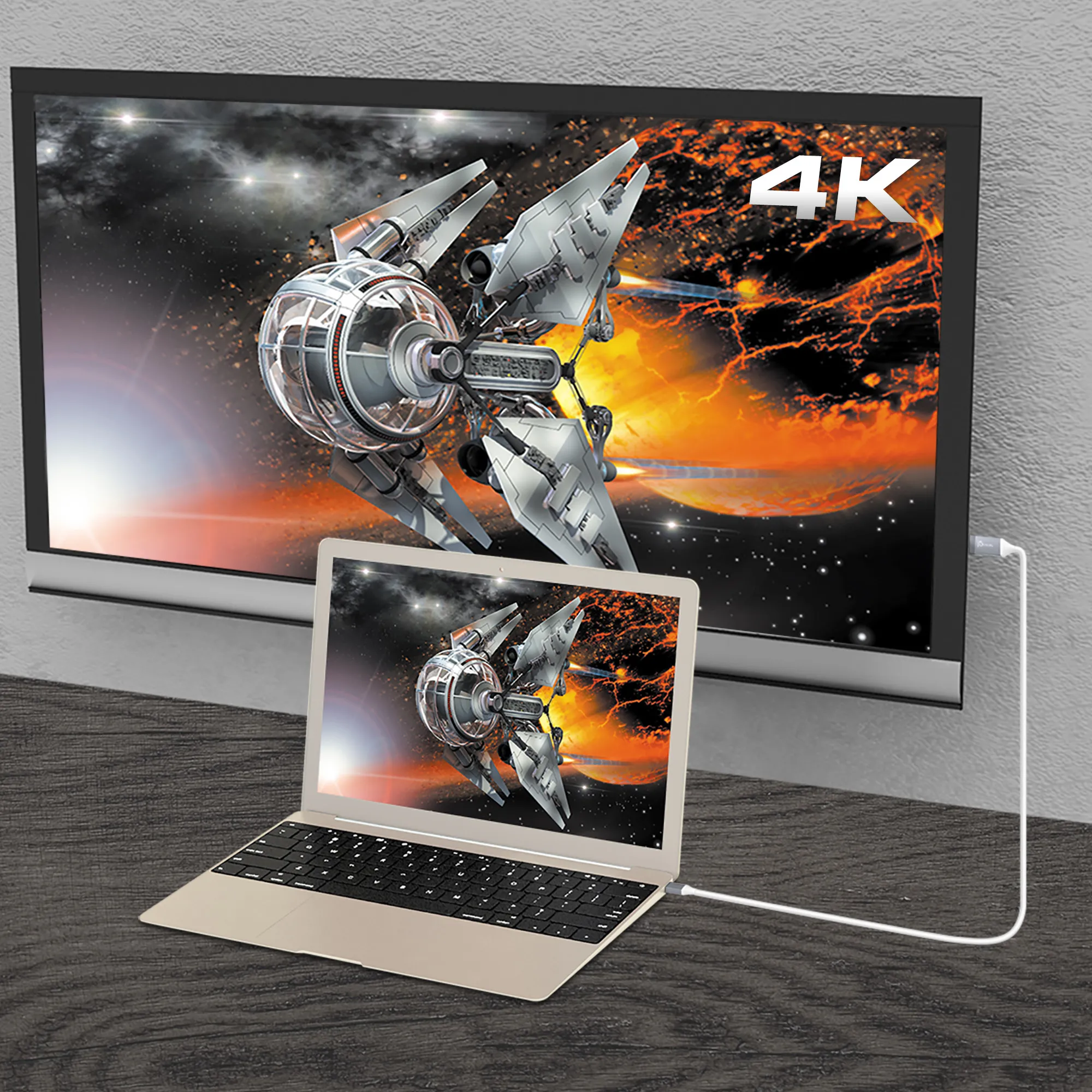 J5 Create USB-C - 4K HDMI - cable, White, 1.5m