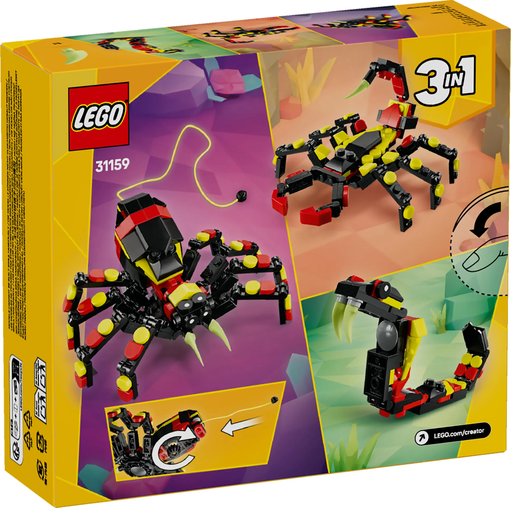 LEGO Creator 3-in-1 Villiel&auml;imet: H&auml;m&auml;h&auml;kki, K&auml;&auml;rme ja Skorpioni 31159