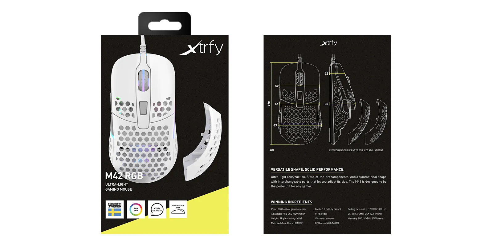 Xtrfy M42 RGB - gaming mouse, White Xtrfy M42 RGB - gaming mouse, White