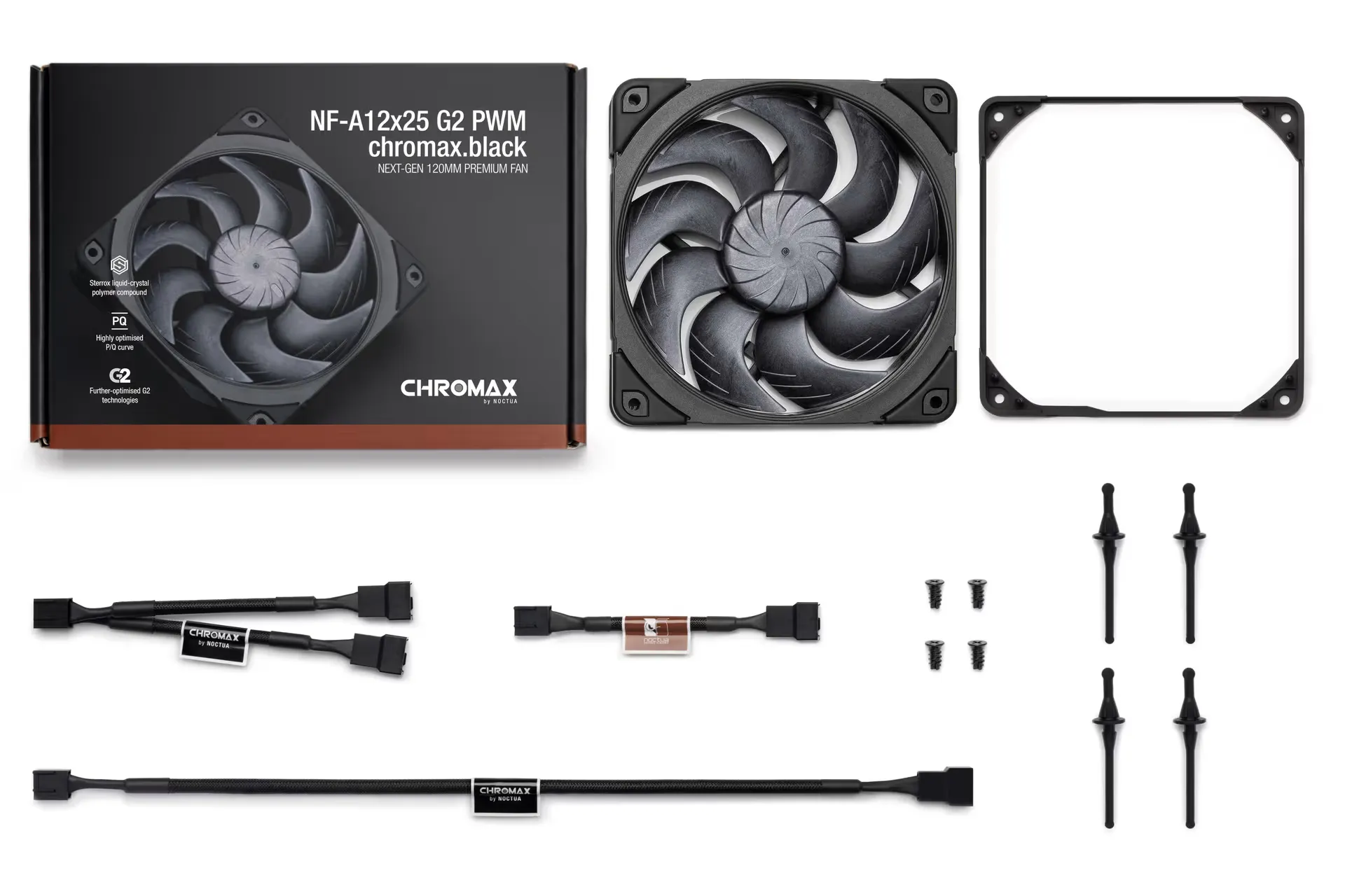 Noctua NF-A12x25 G2 PWM chromax.black Fan, SSO2 bearing, 120mm, Black