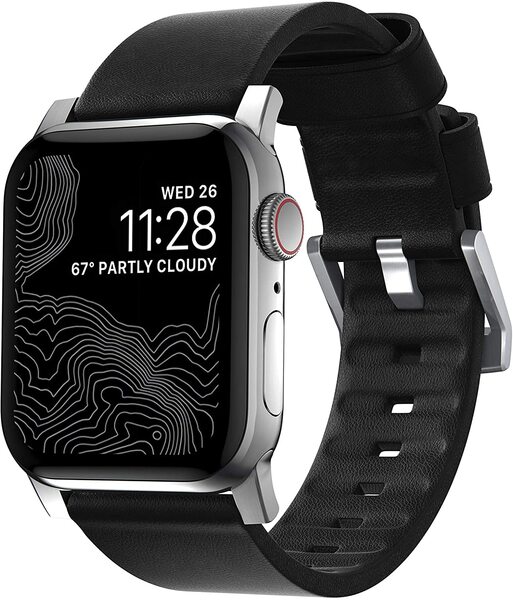 Nomad - Modern Strap - 44mm/42mm | Black Active Leather | Silver Hardware