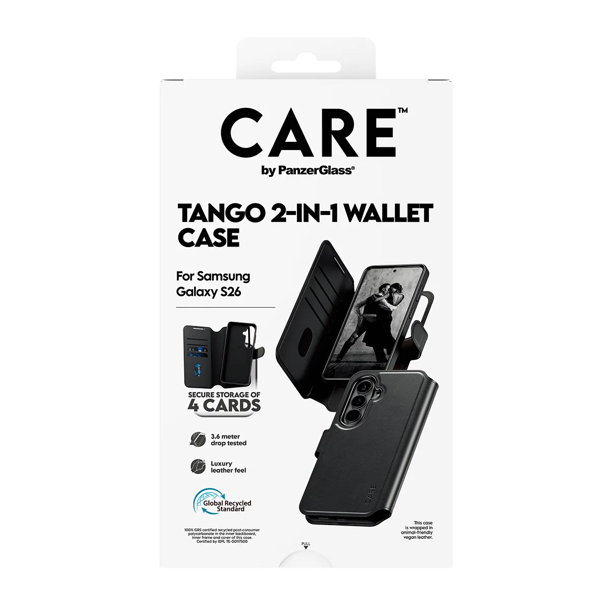 PanzerGlass CARE Tango MagSafe 2-in-1 pl&aring;nboksfodral f&ouml;r Galaxy S26, svart