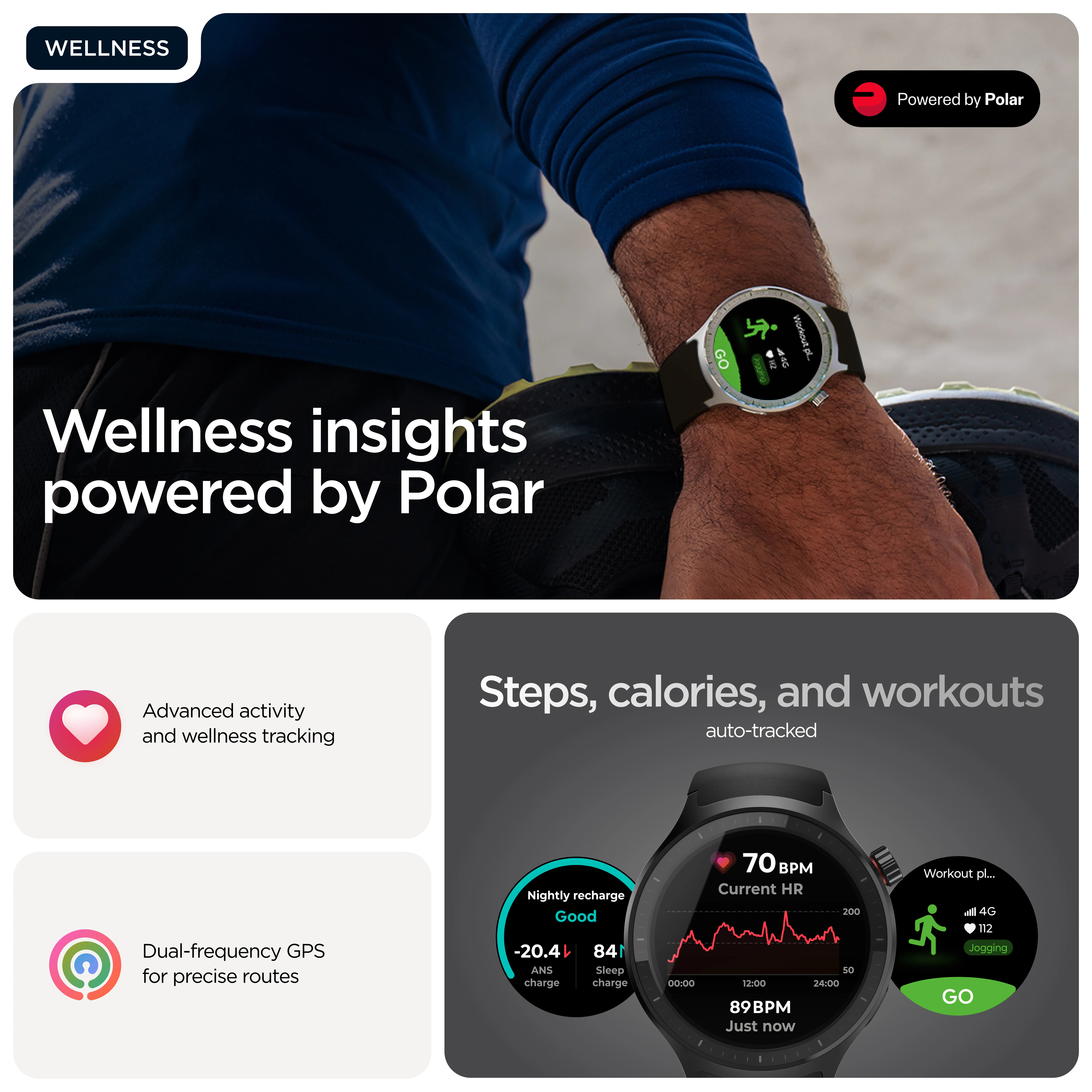 Motorola Moto Watch 47mm smartklocka, volcanic ash