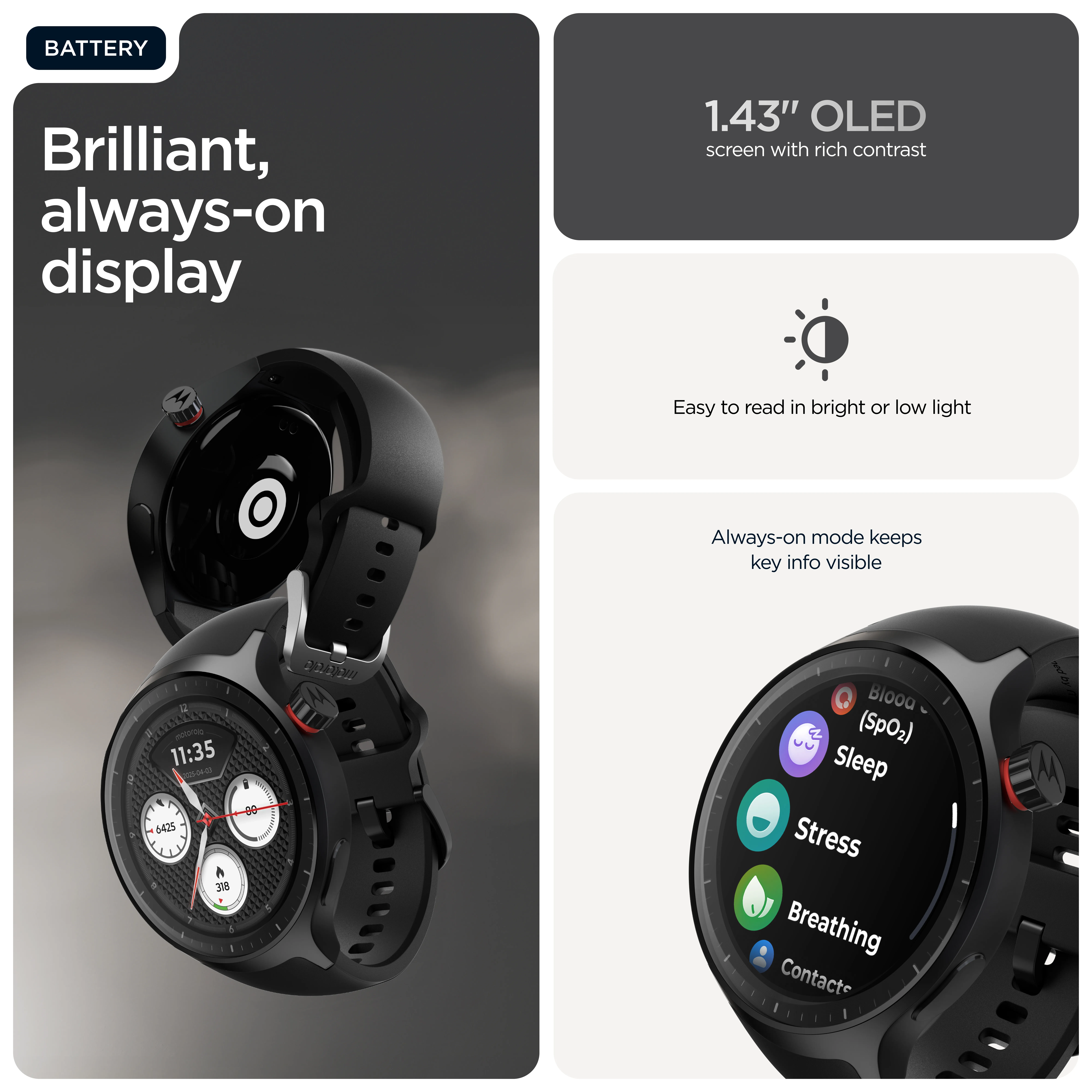 Motorola Moto Watch 47mm smartklocka, volcanic ash