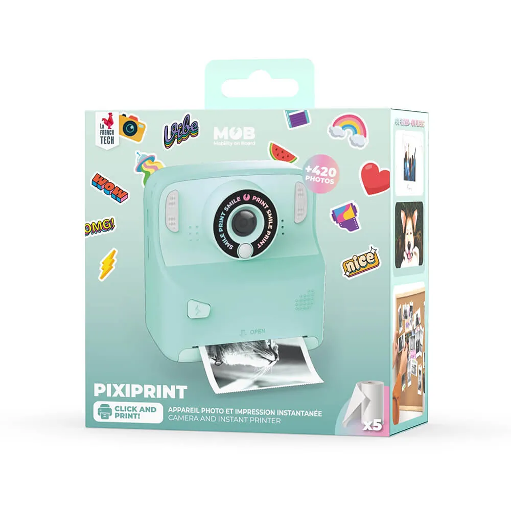 MOB Pixiprint - instant camera, turquoise, 5 film rolls, 5 games