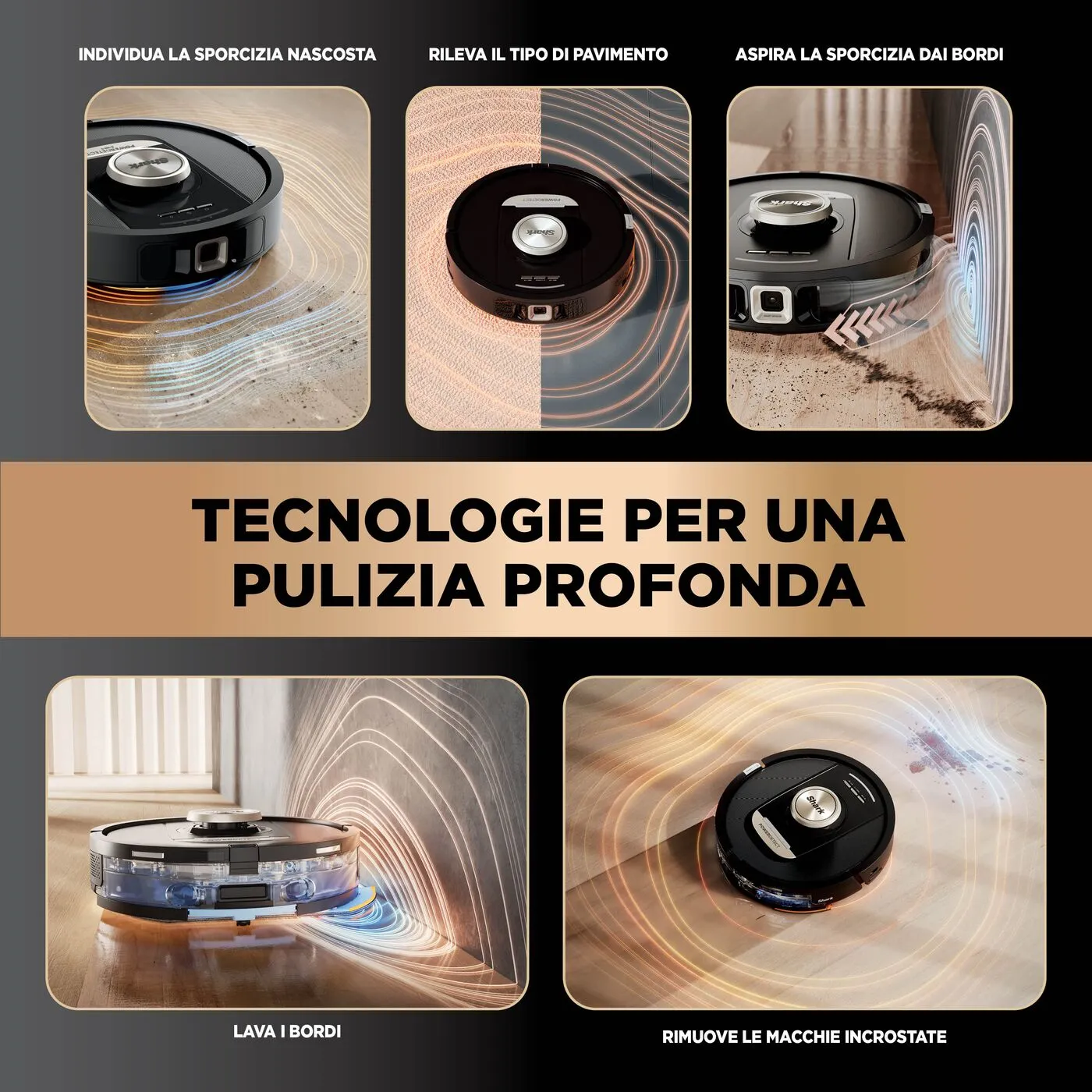 Shark PowerDetect NeverTouch Pro RV2800ZEEU Robot vacuum cleaner, Black, stone