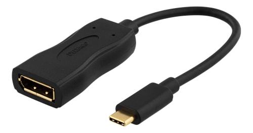 DELTACO USB 3.1 DP adapteriin, Typ C ur - DP na, 4K, UHD, pussi, musta