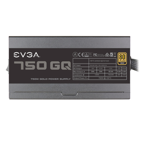 EVGA GQ 750W - Power supply, 80 Plus Gold