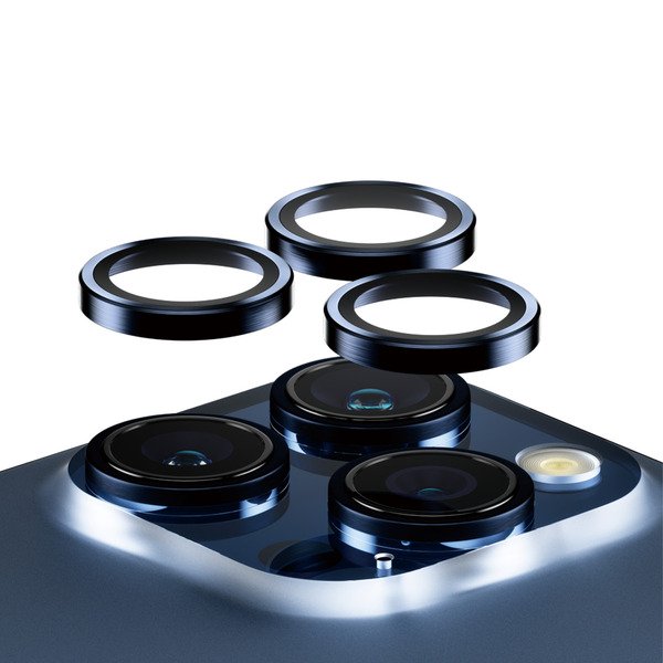 PanzerGlass Hoops, iPhone 15 Pro / 15 Pro Max - Camera Lens Protector, Blue metalic