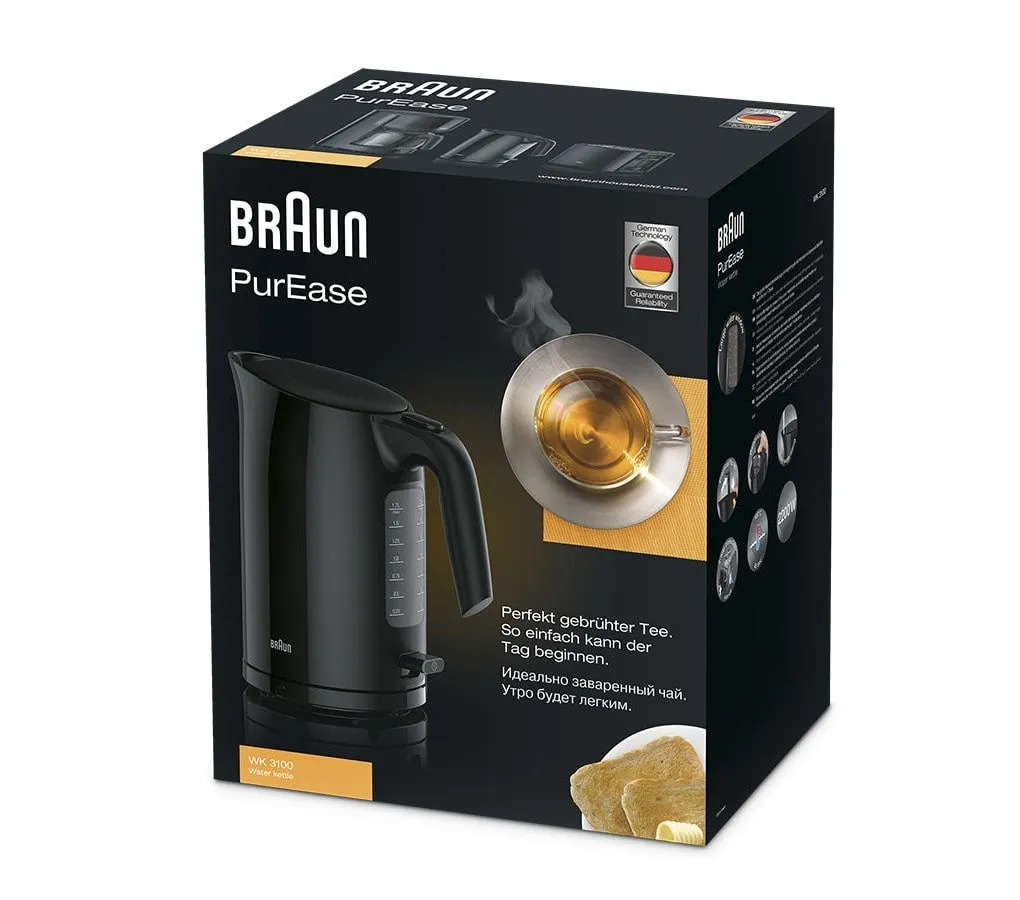 Braun PurEase WK 3100 vattenkokare, 1,7 l, 2200 W, svart