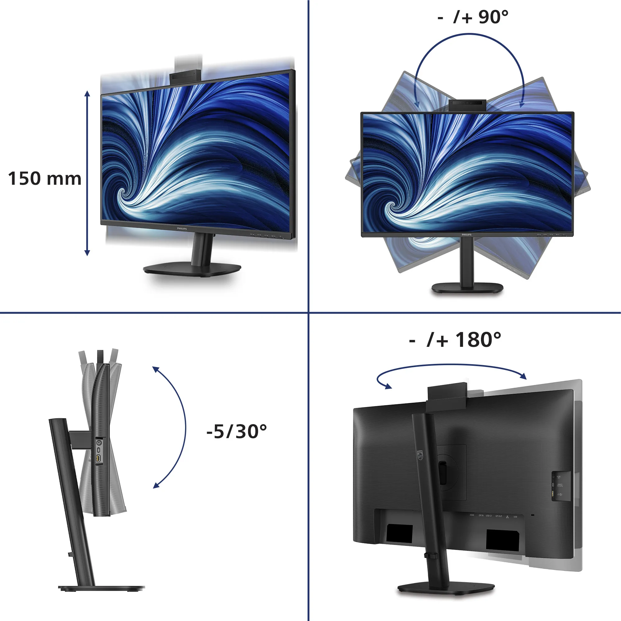 Philips 27B2U3601H/00 27" QHD, IPS -n&auml;ytt&ouml;, USB-C hub