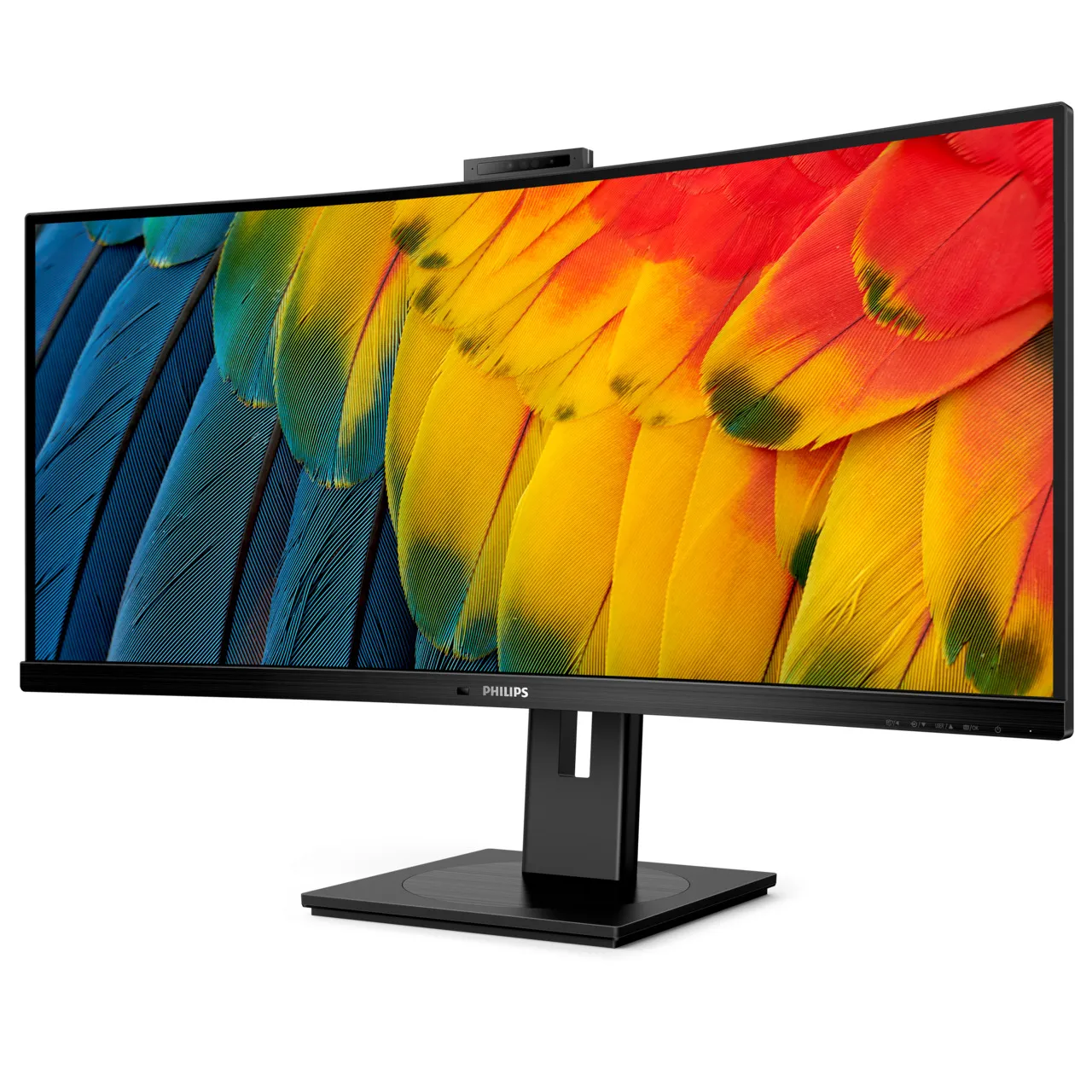 Philips 34B1U5600CH 34" UWQHD, VA, USB-C hub, KVM-v&auml;xel, Webbkamera curved sk&auml;rm