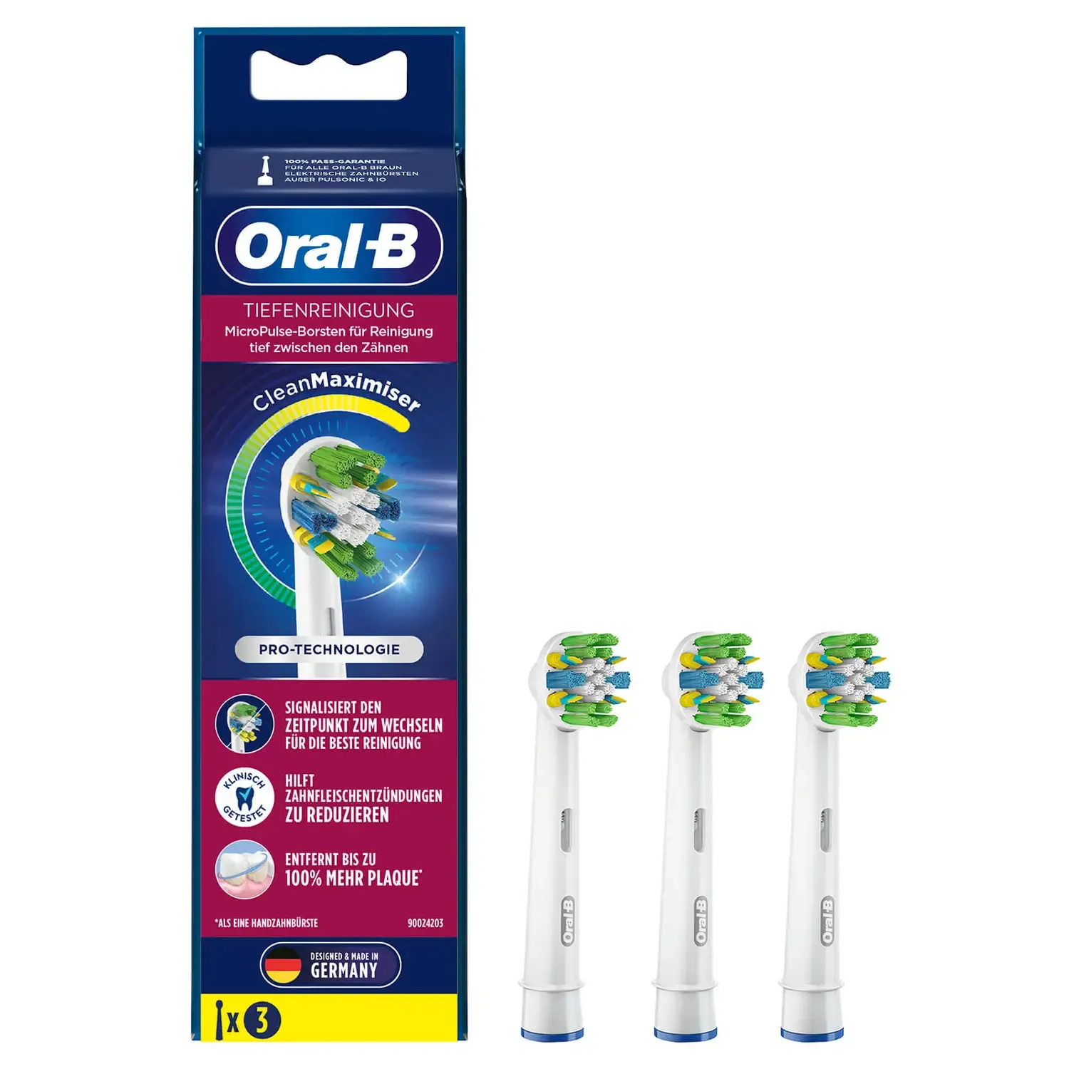 Braun Oral-B Deep Cleaning med CleanMaximiser - borsthuvud 3-st, vit