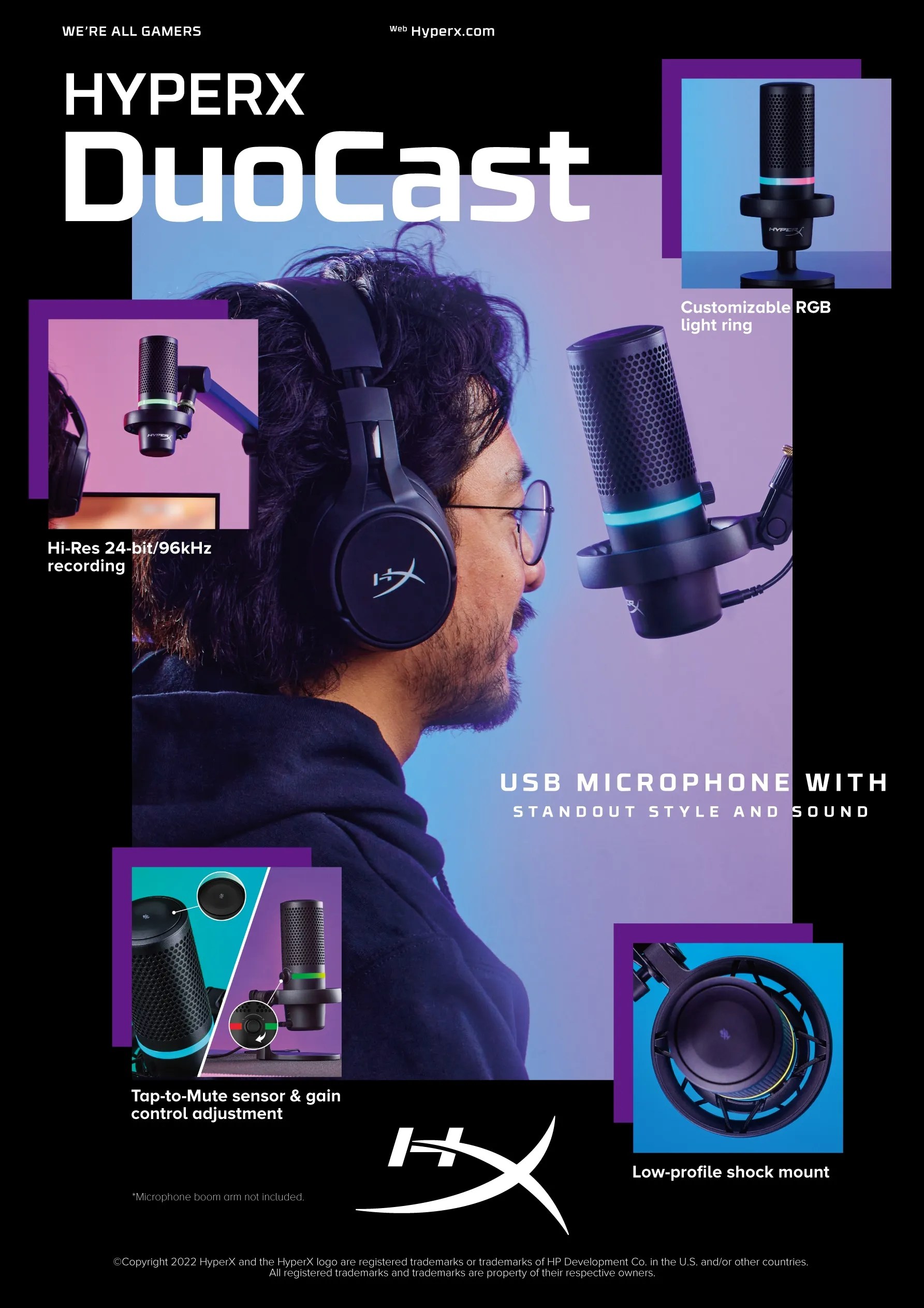 HyperX DuoCast  USB - microphone, black