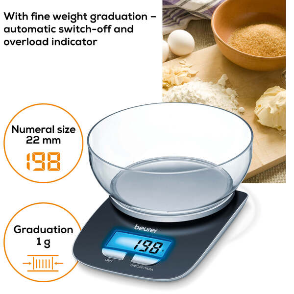 Beurer KS 25 Kitchen Scale, Black, 3 kg, 1 g
