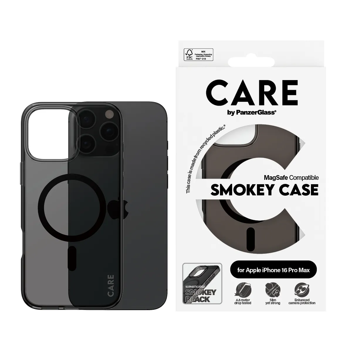 Care by PanzerGlass iPhone 16 Pro Max Flagship skal, Smokey