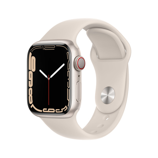 Apple Watch Series 7 GPS + Cellular, 41mm Starlight Aluminium Case with Starlight Sport Band - Regular
