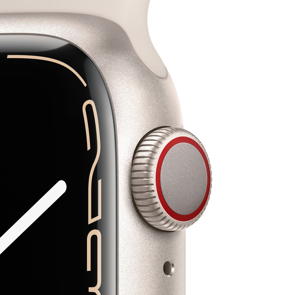 Apple Watch Series 7 GPS + Cellular, 41mm Starlight Aluminium Case with Starlight Sport Band - Regular