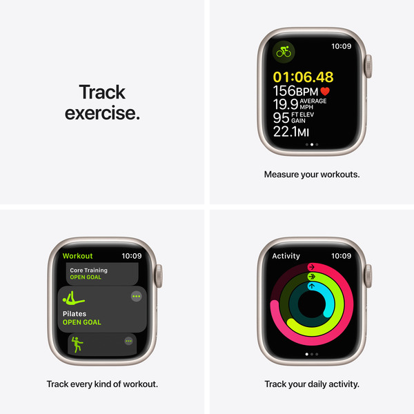 Apple Watch Series 7 GPS + Cellular, 41mm Starlight Aluminium Case with Starlight Sport Band - Regular