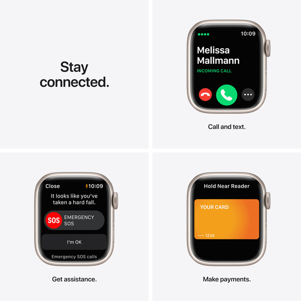 Apple Watch Series 7 GPS + Cellular, 41mm Starlight Aluminium Case with Starlight Sport Band - Regular