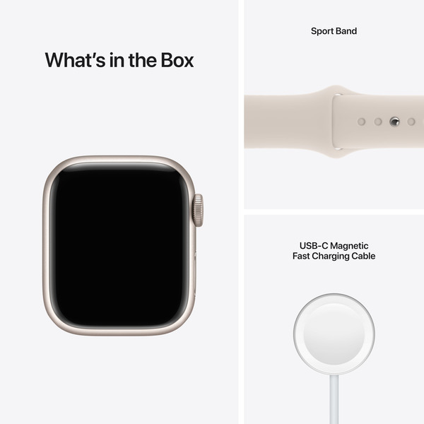 Apple Watch Series 7 GPS + Cellular, 41mm Starlight Aluminium Case with Starlight Sport Band - Regular