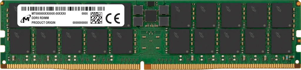 Crucial Micron RDIMM 128GB (1 x 128GB) DDR5 6400 MHz, CL52 Memory, Green
