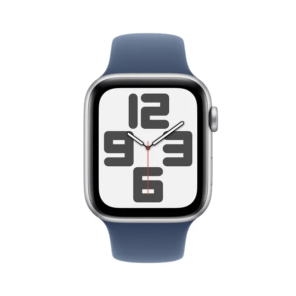 APPLE Watch SE GPS + Cellular 44mm Silver Aluminium Case with Denim Sport Band - M/L