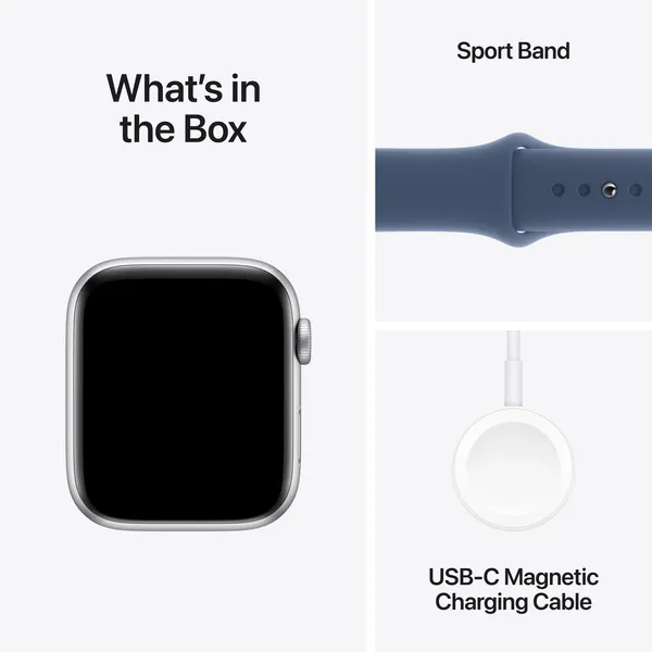 APPLE Watch SE GPS + Cellular 44mm Silver Aluminium Case with Denim Sport Band - M/L