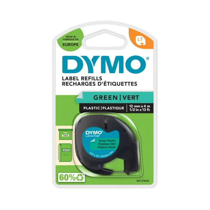 DYMO LetraTAG plasttejp, gr&ouml;n, 12mm, 4m (91224)