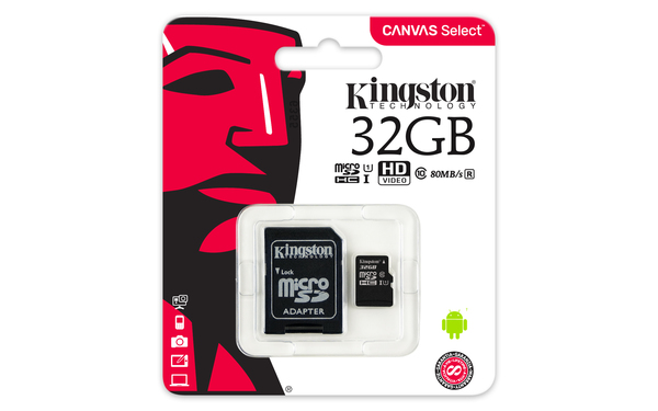 Kingston 32GB Canvas Select, UHS-I Class 10 MicroSDHC - memory card + SD adapter