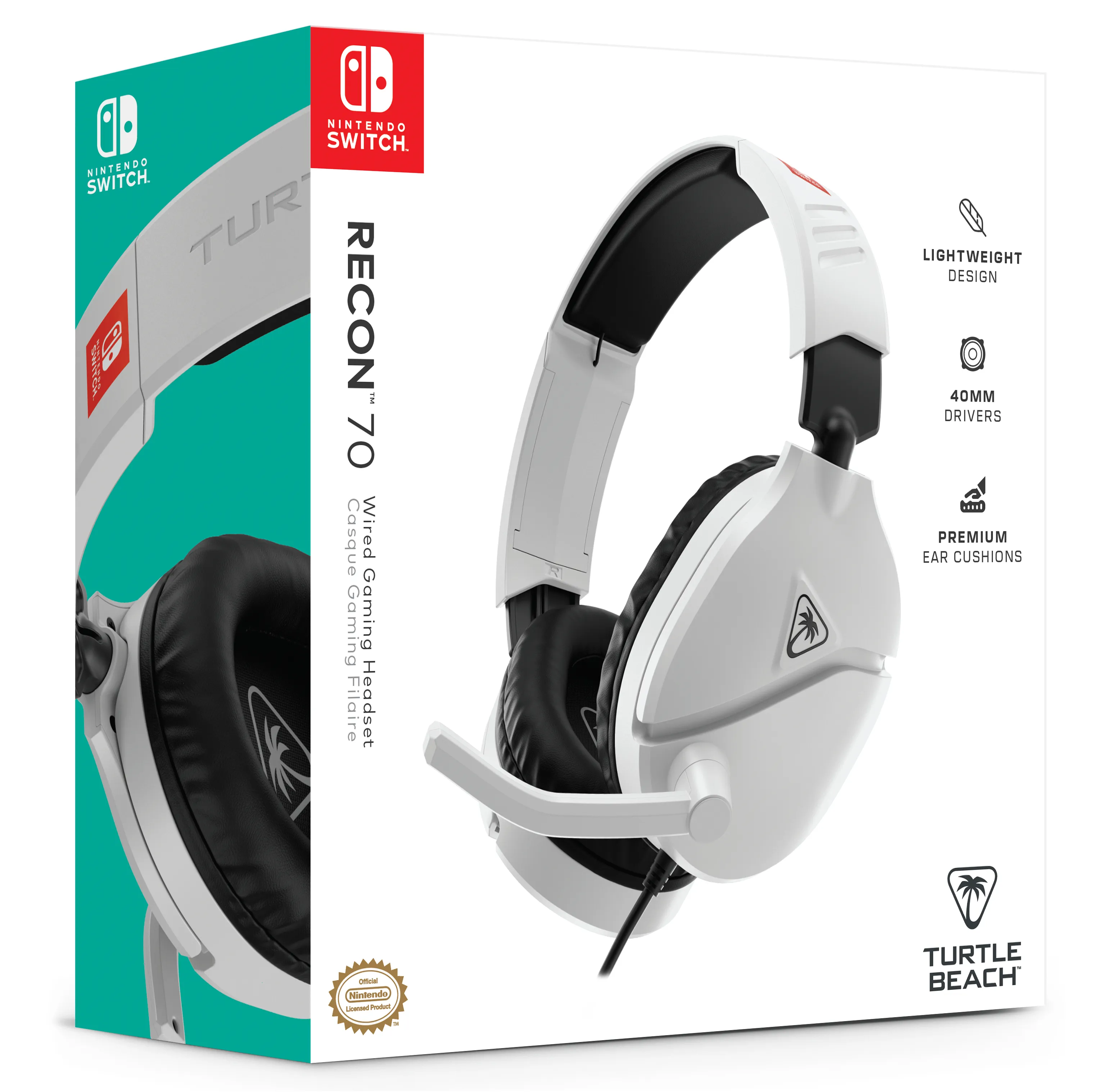 Turtle Beach Recon 70 Gaming Headset, Black/White