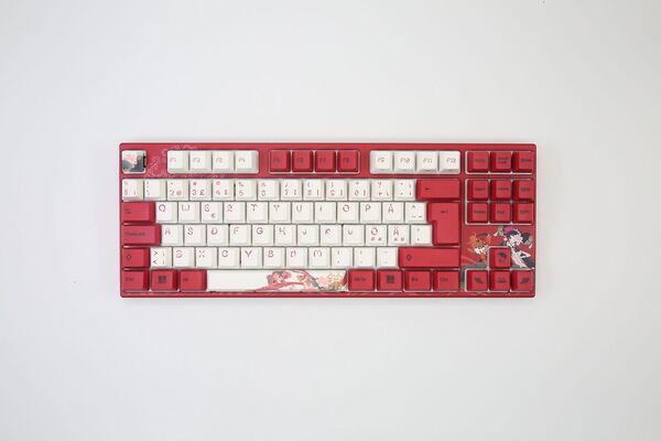 Varmilo VEA88 Koi V2 TKL MX Silent Red -pelin&auml;pp&auml;imist&ouml;, punainen/valkoinen