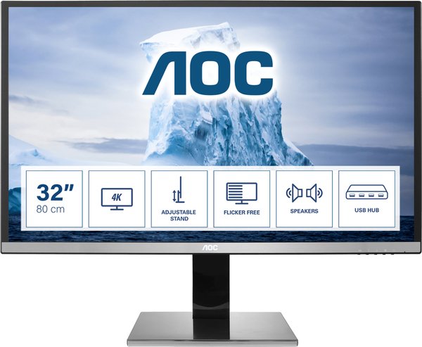 AOC 31.5&quot; U3277PWQU, 4K UHD, MVA -n&auml;ytt&ouml;
