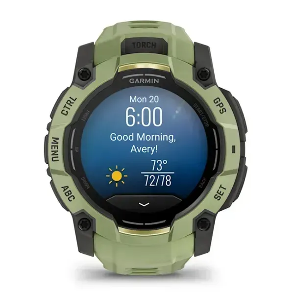 Garmin Instinct 3 50mm Sapphire tr&auml;ningsklocka med silikonarmband, Fern Green