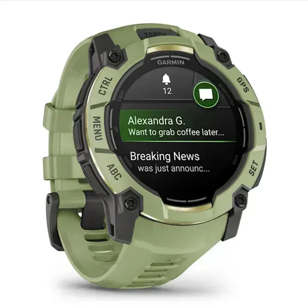 Garmin Instinct 3 50mm Sapphire tr&auml;ningsklocka med silikonarmband, Fern Green
