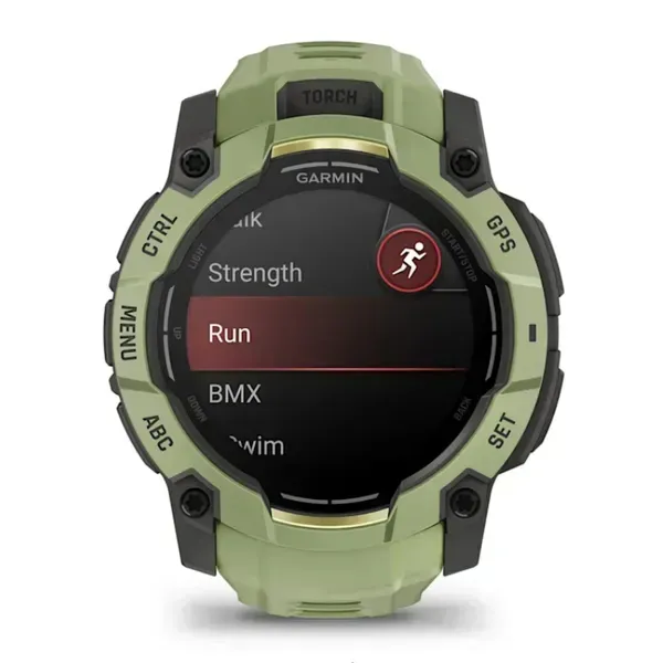 Garmin Instinct 3 50mm Sapphire tr&auml;ningsklocka med silikonarmband, Fern Green