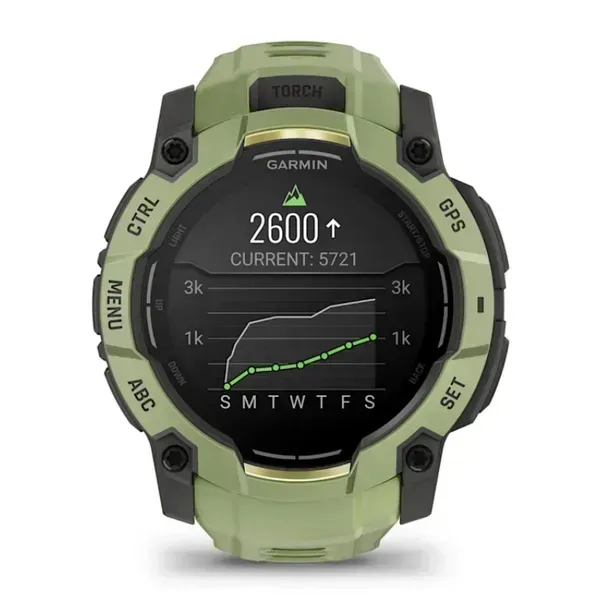 Garmin Instinct 3 50mm Sapphire tr&auml;ningsklocka med silikonarmband, Fern Green