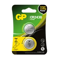 GP Lithium Cell Battery CR2430, 3V, Safety Seal, 2-pack