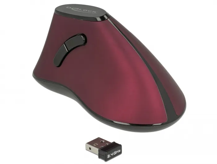 De-Lock Ergonomic - wireless vertical mouse, black/red