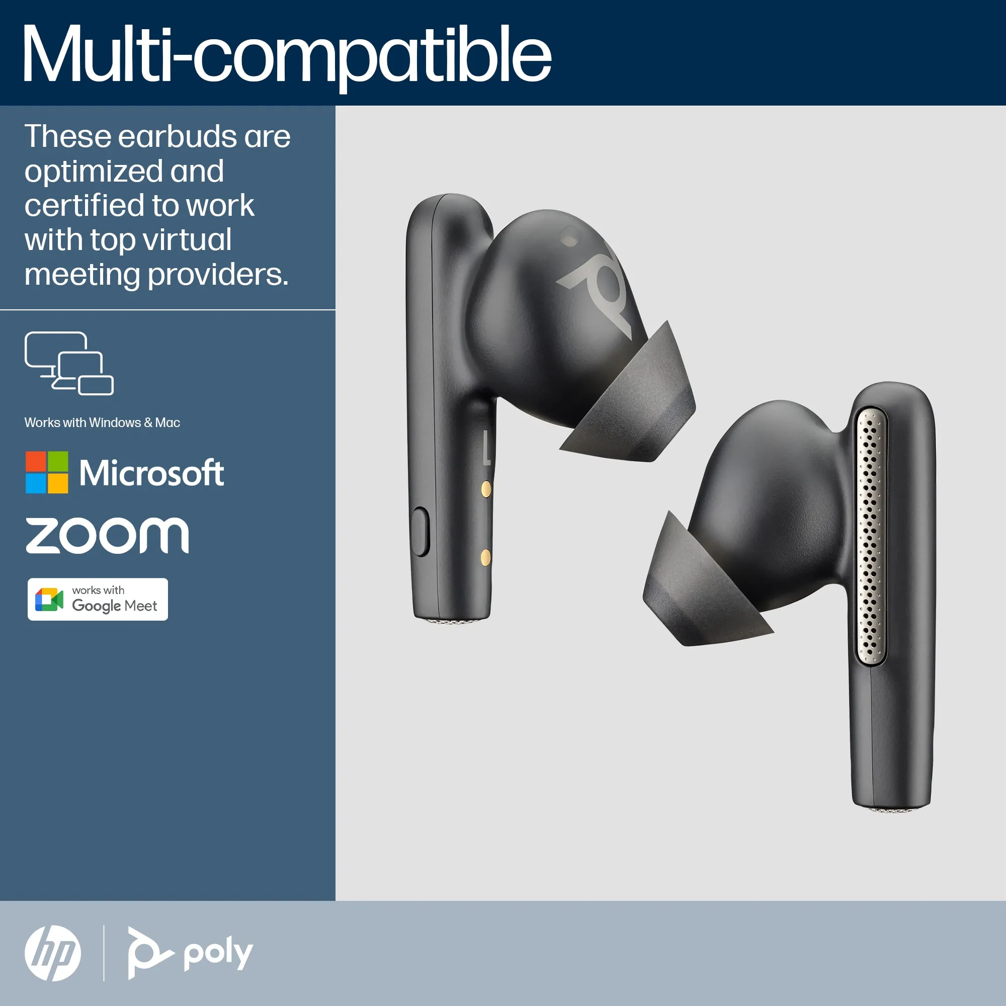 Poly Voyager Free 60+ Uc -wireless earbuds, black