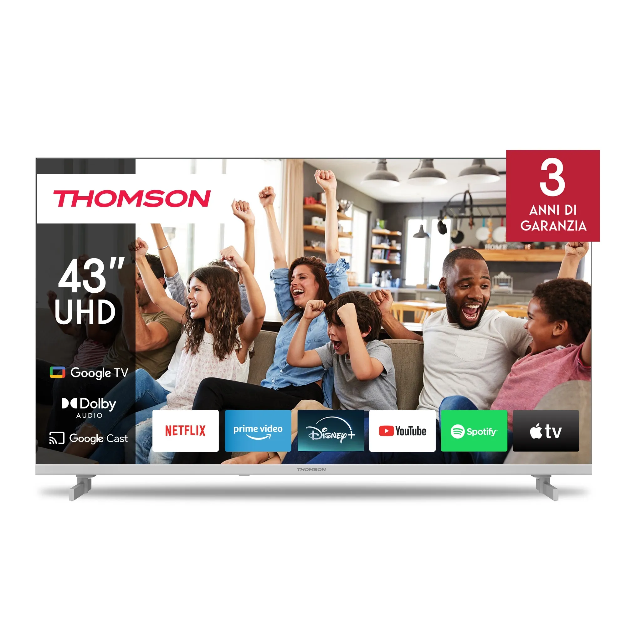 THOMSON 43UG4S14W 43" 4K LED Google TV, 60 Hz, HDR10, vit