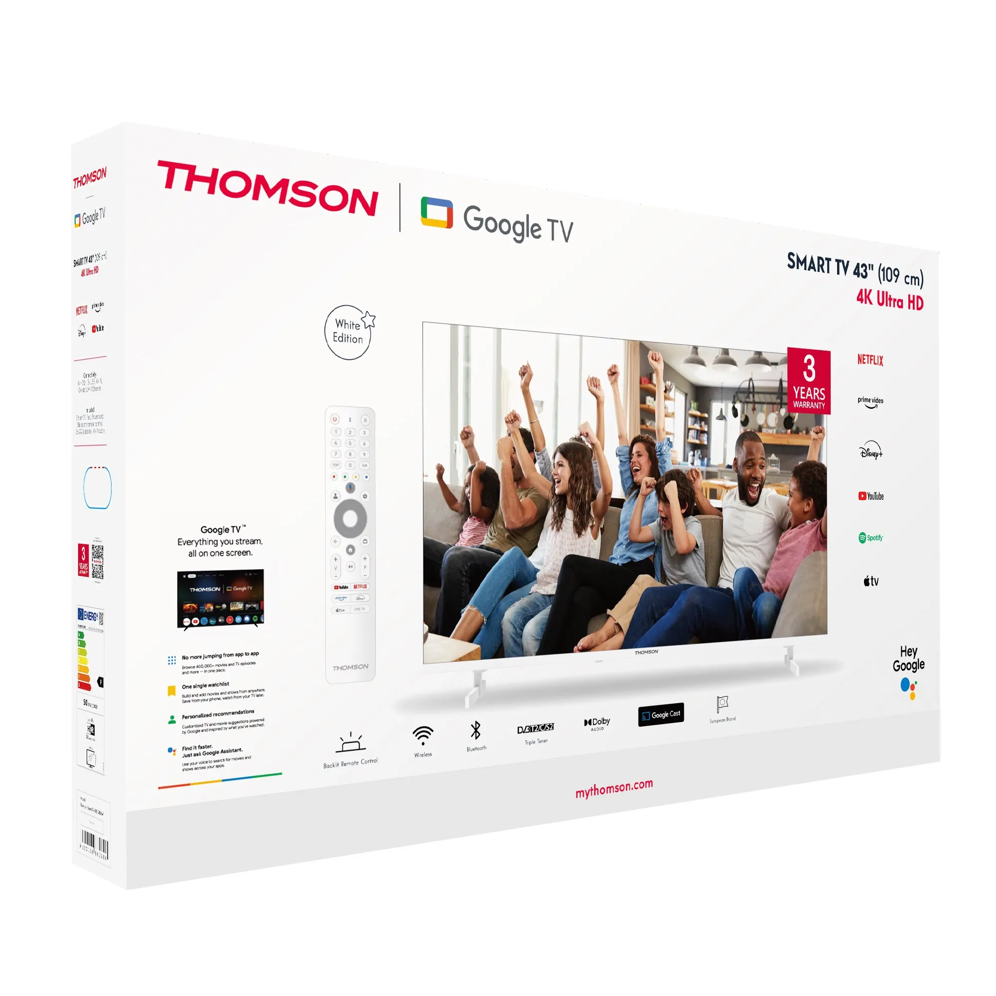 THOMSON 43UG4S14W 43" 4K LED Google TV, 60 Hz, HDR10, vit THOMSON 43UG4S14W 43" 4K LED Google TV, 60 Hz, HDR10, vit